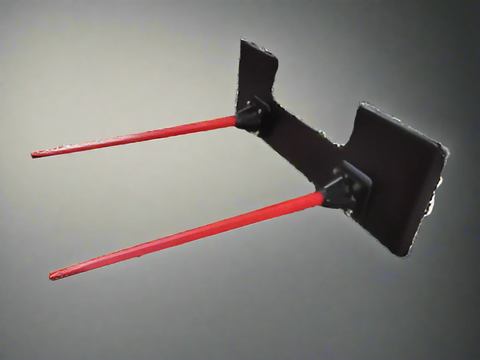 Skid Steer Bale Fork with Dual Red Hay Spears – Front View (SSBFQMP45)
