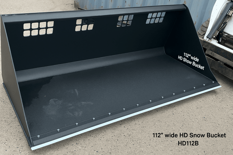 wide skid steer snow and mulch bucket with cutting edge