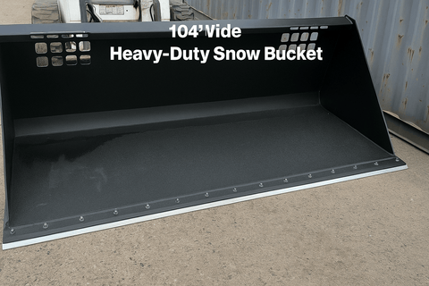 wide skid steer snow and mulch bucket with cutting edge