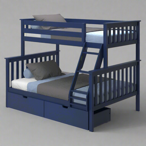 “Twin over full solid wood bunk bed with drawers”
“Kids pine bunk bed with storage in gray finish”
“Space-saving twin-over-full bunk bed frame with storage drawers”