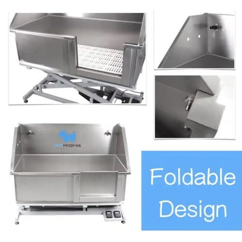 Electric grooming tub with stainless steel construction
Dog grooming lift tub with adjustable height
Premier pet grooming tub for professional use
Dura Dog electric grooming station with X-frame base
Stainless steel dog wash tub with electric lift