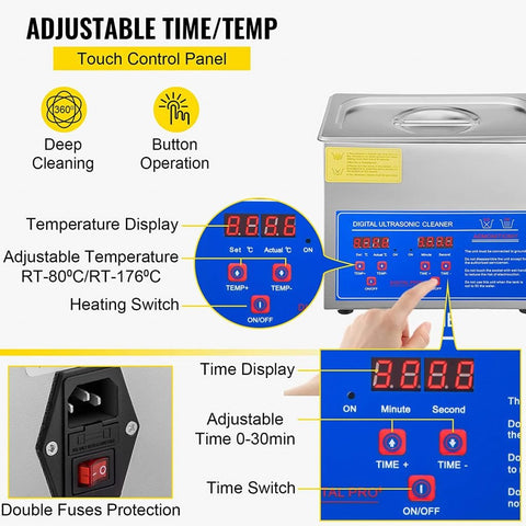 Stainless steel ultrasonic cleaner with digital LED control panel
2L ultrasonic cleaning machine with heating element
Professional heated ultrasonic cleaner – 10L capacity
Ultrasonic cleaner for jewelry, tools, and carburetors
Heavy-duty ultrasonic tank for industrial use