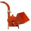 Front view of BX42T 3-point wood chipper attachment
Side profile showing 25" chipping disk on BX42T
Close-up of chipper blades and discharge chute
BX42T wood chipper connected to tractor PTO