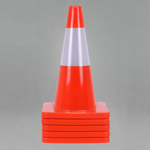 Orange 18 inch traffic cone with reflective ring
Base view of stackable PVC road safety cone
Set of traffic cones lined up on construction site
High-visibility reflective safety cone (28 inch)
Side view of TTC218 and TTC228 traffic cones