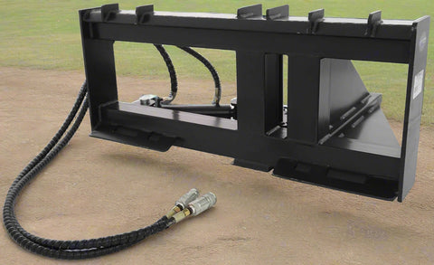 Tree and fence post puller attached to a skid steer
Side view of post puller showing steel jaws and hydraulic cylinder
Top-down view of post puller with open clamp
Puller in action removing small tree from ground
Compact and rugged post puller for skid steer