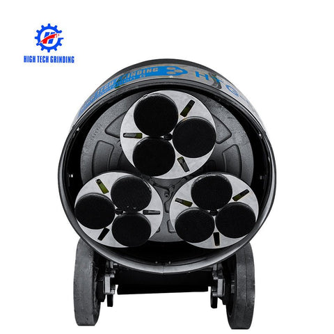 HTG-550 floor grinder front angle
Planetary concrete grinder industrial use
HTG grinder with dust shroud and handles
Concrete floor polishing machine
Three-head floor surface grinder HTG-550