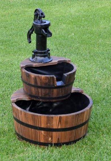 New Wooden Garden Wishing Well Fountain with Decorative Pump 17.5" x 17.5" x 23" JR - 350 - with | Sold by Uncle Wiener's Wholesale