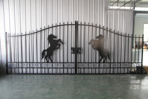 Wrought Iron Black Driveway Gate Set
Decorative Iron Entry Gates for Farm and Ranch
Durable Wrought Iron Gates – Deer Design
Heavy-Duty Black Iron Gates for Estate Entrance
Tree of Life Wrought Iron Entry Gate Design