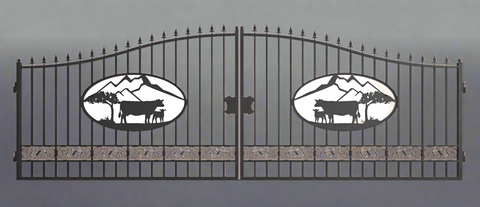 Wrought Iron Black Driveway Gate Set
Decorative Iron Entry Gates for Farm and Ranch
Durable Wrought Iron Gates – Deer Design
Heavy-Duty Black Iron Gates for Estate Entrance
Tree of Life Wrought Iron Entry Gate Design