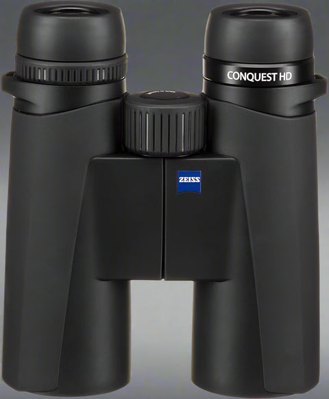 "ZEISS Conquest HD 8x42 binoculars front view"
"German-engineered ZEISS waterproof binoculars for birdwatching"
"Close-up of ZEISS 8x42 binocular eyepieces and rubber grip"
"Premium outdoor binoculars in carrying case"