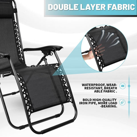 Zero Gravity Recliner Chair – Black Outdoor Folding Seat
Foldable Recliner Chair for Camping & Patios
Side View of Adjustable Outdoor Lounge Chair
Reclining Position Display – Zero Gravity Outdoor Chair
Compact Folded Recliner Chair – Easy to Transport
Weather-Resistant Mesh Lounge Chair – Zero Gravity Design