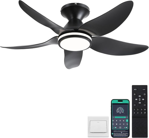 New ZY996 42" Smart LED Ceiling Fan – Modern Black with Remote & APP Control ZY996 - with | Sold by Uncle Wiener's Wholesale