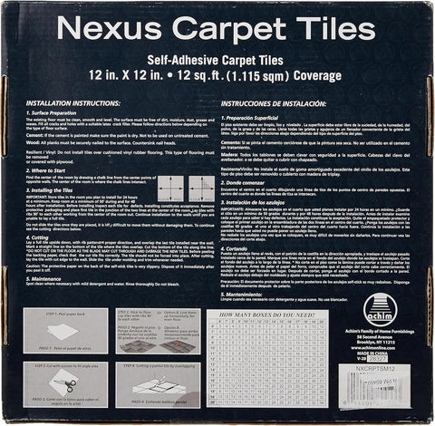 Nexus Self Adhesive 12 - Inch Carpet Floor Tiles, 12 Tiles - 12" x 12", Smoke Grey - Peel & Stick, DIY Flooring for Kitchen, Dining Room, Bedrooms & Bathrooms by Achim Home Decor - with | Sold by Uncle Wiener's Wholesale