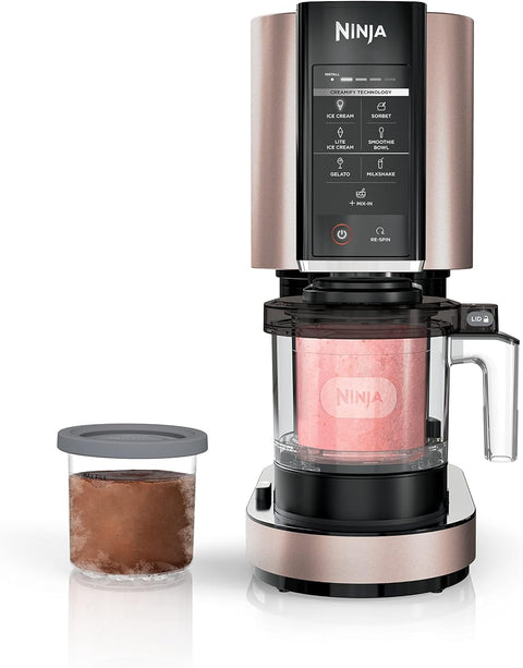 Ninja CREAMi Ice Cream Maker, for Gelato, Mix - ins, Milkshakes, Sorbet, Smoothie Bowls & More, 7 One - Touch Programs, with (2) Pint Containers & Lids, NC301CRG, Rose Gold (Canadian Version) - with | Sold by Uncle Wiener's Wholesale