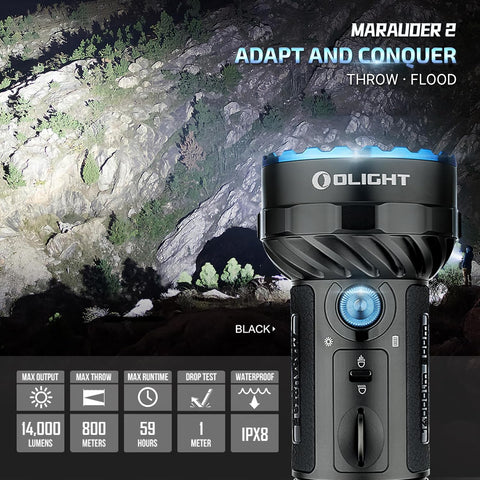 OLIGHT Marauder 2 Ultra Bright Rechargeable 14,000 - Lumen Flashlight – 800m Spotlight & 12 - LED Floodlight Combo - with | Sold by Uncle Wiener's Wholesale