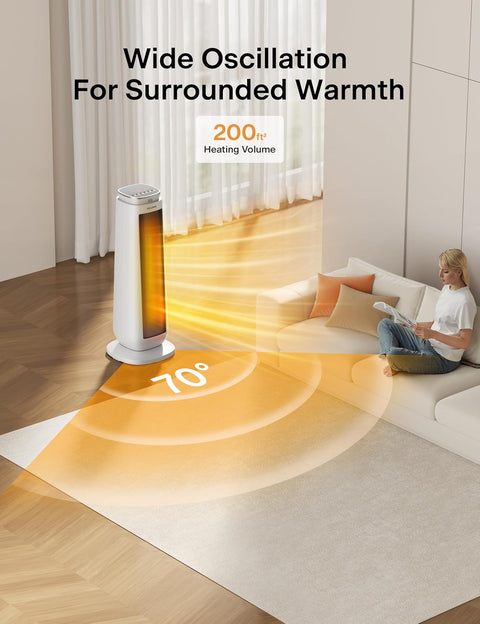 PELONIS Up to 1500 - Watt Ceramic Tower Indoor Electric Space Heater with Thermostat and Remote Included - with Color/Finish Family: White | Sold by Uncle Wiener's Wholesale