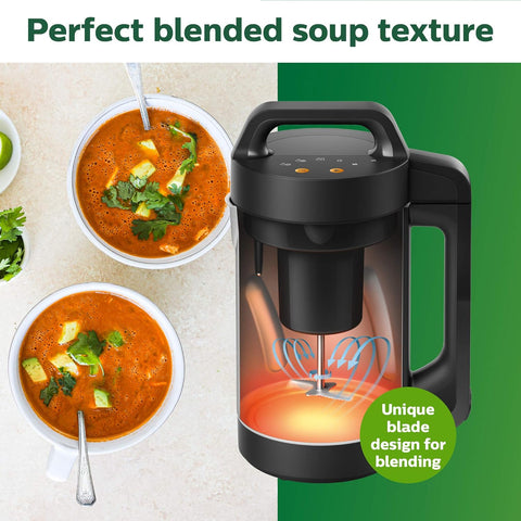 Philips Viva Collection SoupMaker, 1.2 L, Makes 2 - 4 servings, 6 Pre - set Programs, SoupPro Technology, Soup in Less than 18 Minutes, Eeasy Clean, Recipe Book, Black and Stainless Steel (HR2204/70) - with | Sold by Uncle Wiener's Wholesale