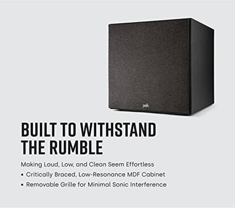 Polk Monitor XT12 Powered Sub Woofer dynamique équilibré 30,5 cm et amplificateur de classe A/B 100 W, armoire MDF à faible résonance et grille amovible, compatible Dolby Atmos et DTS:X, noir nuit - with | Sold by Uncle Wiener's Wholesale
