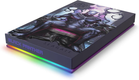 Seagate King of Wakanda SE FireCuda External HDD 2TB - USB 3.2, customizable RGB LED Magenta (STLX2000400) - with King of Wakanda | Sold by Uncle Wiener's Wholesale