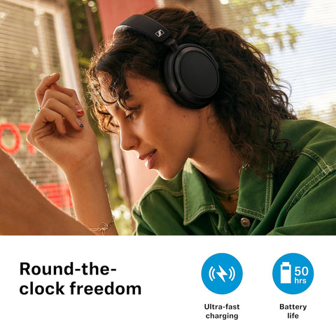 Sennheiser ACCENTUM Plus Wireless Bluetooth Headphones - Quick - Charge Feature, 50 - Hr Battery Playtime, Adaptive Hybrid ANC, Sound Personalization, Touch Controls – Black - with | Sold by Uncle Wiener's Wholesale