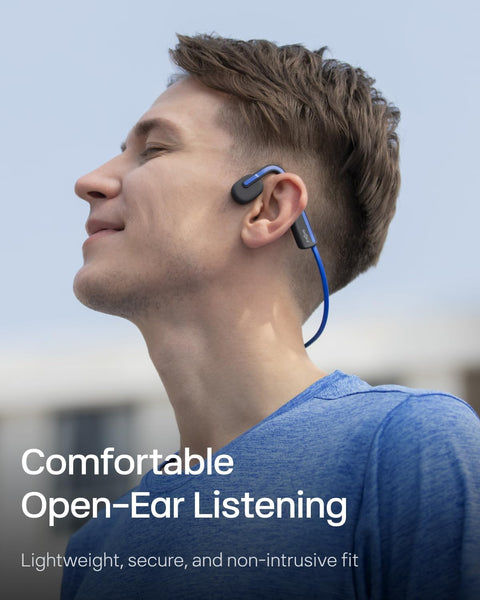 SHOKZ OpenMove - Open - Ear Bluetooth Sport Headphones, Bone Conduction Wireless Earphones, Sweatproof for Running and Workouts, with Sticker Pack(Blue) - with | Sold by Uncle Wiener's Wholesale