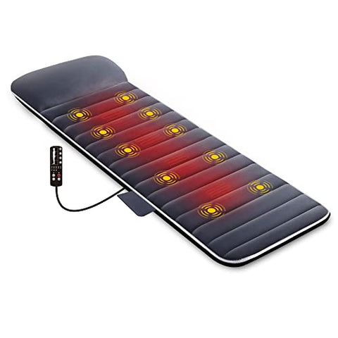 Snailax Full Body Massage Mat with Heating, Massage Pad with 10 Vibrating Motors and 4 Therapy Heating pad Full Body Massage Mattress for Relieving Back Lumbar Leg - with Dark Grey | Sold by Uncle Wiener's Wholesale