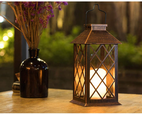 Solar Garden LED Flameless Candle Lantern – Outdoor Warm White Flickering Light - with | Sold by Uncle Wiener's Wholesale