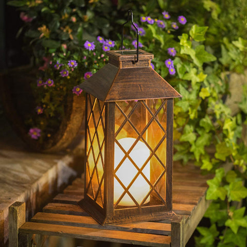 Solar Garden LED Flameless Candle Lantern – Outdoor Warm White Flickering Light - with | Sold by Uncle Wiener's Wholesale