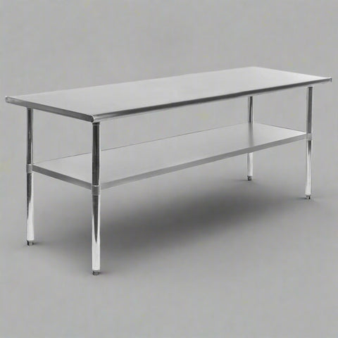 Stainless steel commercial prep table with undershelf
NSF-certified food prep workstation
Adjustable kitchen prep table for restaurants