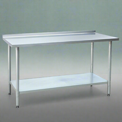 Stainless steel commercial prep table with undershelf
NSF-certified food prep workstation
Adjustable kitchen prep table for restaurants