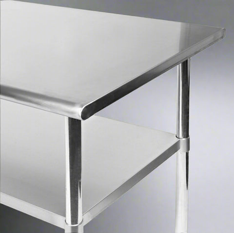 Stainless steel commercial prep table with undershelf
NSF-certified food prep workstation
Adjustable kitchen prep table for restaurants
