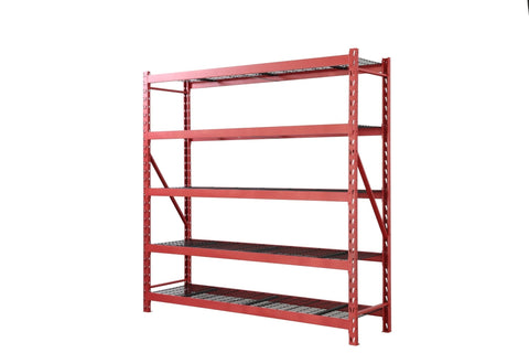 Steel Garage Storage Rack – 3, 4, 5 - Tier Heavy - Duty Industrial Shelving Units - Garage & Industrial Shelving Units with 5 Layer Red Racking 90" W x 24" D x 90" H | Sold by Uncle Wiener's Wholesale