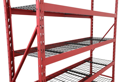 Steel Garage Storage Rack – 3, 4, 5 - Tier Heavy - Duty Industrial Shelving Units - Garage & Industrial Shelving Units with 5 Layer Red Racking 90" W x 24" D x 90" H | Sold by Uncle Wiener's Wholesale