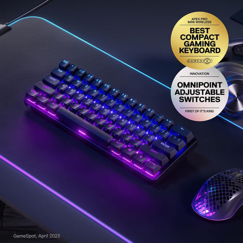 SteelSeries Apex Pro Mini Wireless HyperMagnetic Gaming Keyboard - World's Fastest Keyboard –Compact 60% Form Factor - Adjustable Actuation - RGB – PBT Keycaps - Bluetooth – 2.4GHz - USB - C - with | Sold by Uncle Wiener's Wholesale
