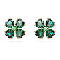 Swarovski, Earrings, Female, Yellow, Size: ONE SIZE Women's Earrings Lucky Clover Green Idyllia 5666236 - with yellow | Sold by Uncle Wiener's Wholesale