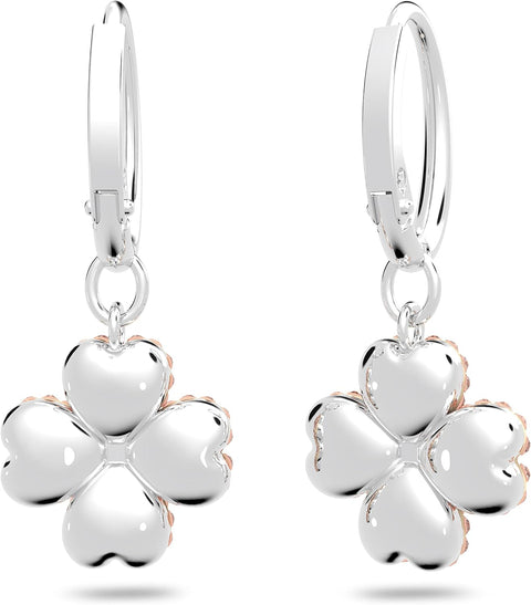 Swarovski Latisha Hoop Earrings, Flower, Pink, Rhodium Finish - with | Sold by Uncle Wiener's Wholesale