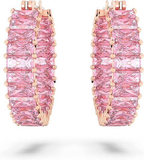 Swarovski Matrix Crystal Hoop Earrings, Blue and Clear Crystals, Rhodium Finish - with | Sold by Uncle Wiener's Wholesale