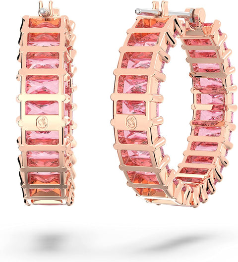 Swarovski Matrix Crystal Hoop Earrings, Blue and Clear Crystals, Rhodium Finish - with | Sold by Uncle Wiener's Wholesale