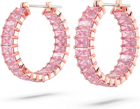Swarovski Matrix Crystal Hoop Earrings, Blue and Clear Crystals, Rhodium Finish - with | Sold by Uncle Wiener's Wholesale