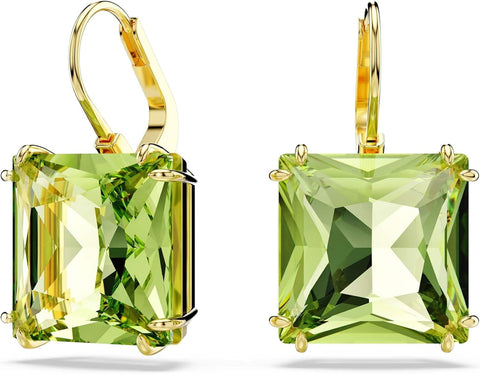 Swarovski Millenia Drop Earrings, Square Cut, Green Crystal, Gold - tone Finish - with | Sold by Uncle Wiener's Wholesale