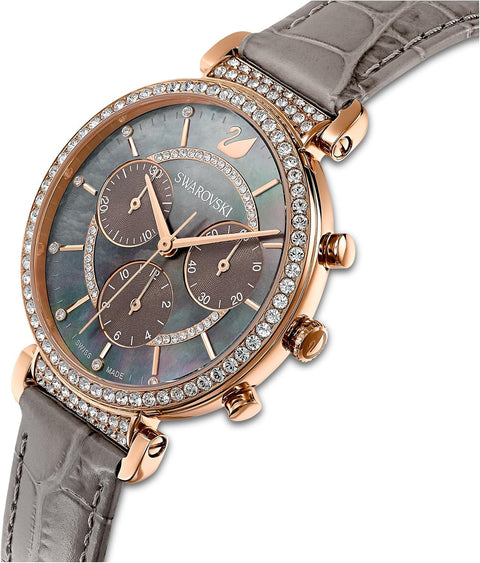 Swarovski Passage Chrono Crystal Watch Collection, Leather Strap - with | Sold by Uncle Wiener's Wholesale