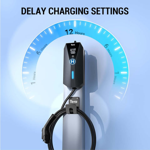Tera Electric Vehicle Charger Portable: Level 2 & 1 J1772 16A 8A 110V 240V ETL NEMA 14 - 50 Plug Indoor & Outdoor EV Charging Station with NEMA 5 - 15 Adapter Cord 23FT Cable P02 - with | Sold by Uncle Wiener's Wholesale