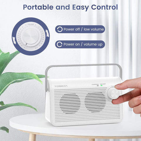 Tosima TV9000W Wireless Speaker for TV, Easy Control Portable TV Soundbox for Elderly (TV Need 3.5mm Jack or Audio Out Plug) - with White | Sold by Uncle Wiener's Wholesale
