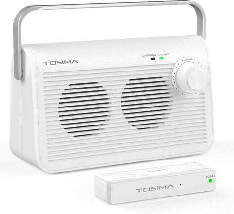 Tosima TV9000W Wireless Speaker for TV, Easy Control Portable TV Soundbox for Elderly (TV Need 3.5mm Jack or Audio Out Plug) - with White | Sold by Uncle Wiener's Wholesale