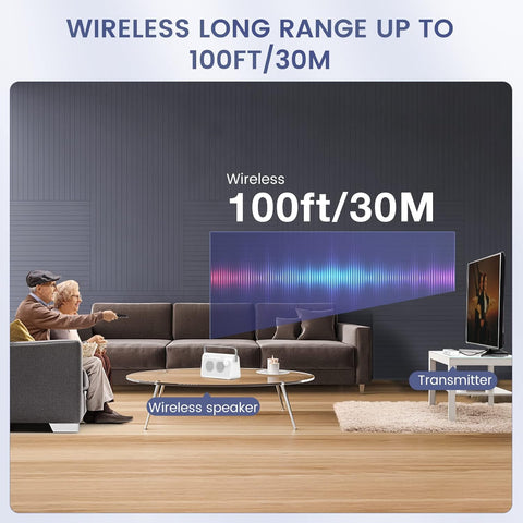 Tosima TV9000W Wireless Speaker for TV, Easy Control Portable TV Soundbox for Elderly (TV Need 3.5mm Jack or Audio Out Plug) - with White | Sold by Uncle Wiener's Wholesale