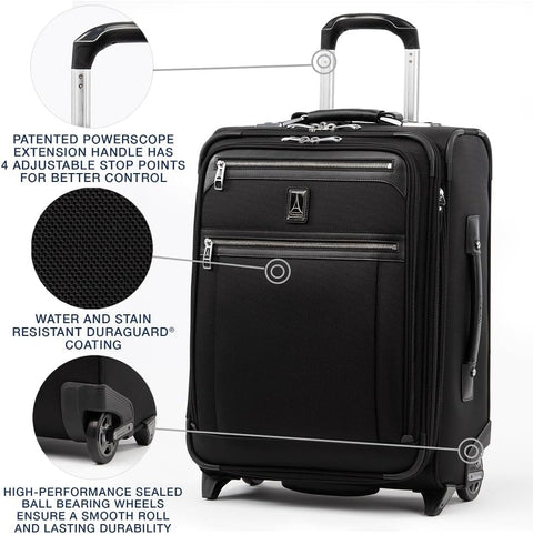 Travelpro Platinum Elite 22" Expandable Carry - On Rollaboard, Shadow Black, Carry - On 20 - Inch, Platinum Elite Softside Expandable Upright Luggage - with | Sold by Uncle Wiener's Wholesale