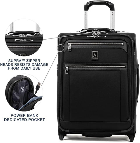 Travelpro Platinum Elite 22" Expandable Carry - On Rollaboard, Shadow Black, Carry - On 20 - Inch, Platinum Elite Softside Expandable Upright Luggage - with | Sold by Uncle Wiener's Wholesale