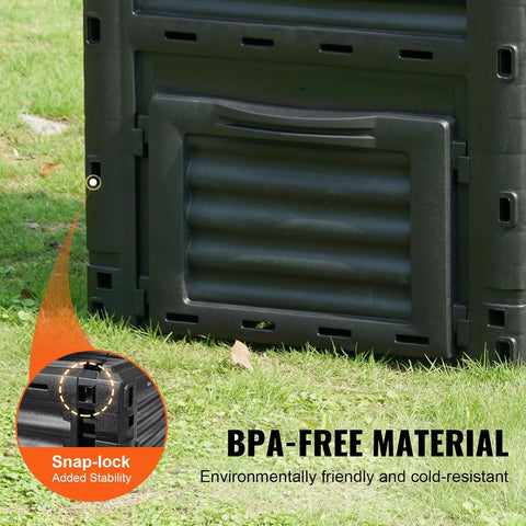 VEVOR Garden Compost Bin 80 Gallon, BPA Free Composter, Large Capacity Outdoor Composting Bin with Top Lid and Bottom Door, Easy Assembling, Lightweight, Fast Creation of Fertile Soil - with Black | Sold by Uncle Wiener's Wholesale