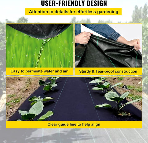 VEVOR Landscape Fabric Heavy Duty 5Oz Geotextile Fabric 3 x 50Ft Ground Cover Non Woven for Commercial Greenhouse Yard Garden Barrier Cloth Blocker Mat - with | Sold by Uncle Wiener's Wholesale