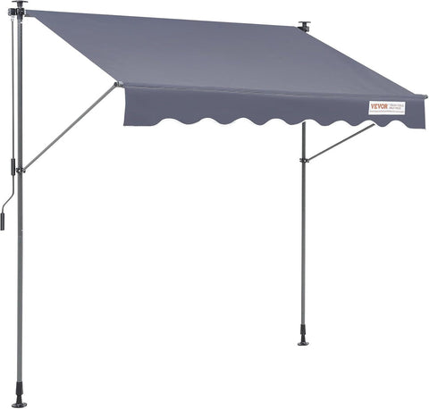 VEVOR Manual Retractable Awning, 118" Outdoor Retractable Patio Awning Sunshade Shelter, Adjustable Patio Door Window Awning Canopy with 39" Sun Shade Curtain for Backyard, Garden, Balcony - with | Sold by Uncle Wiener's Wholesale